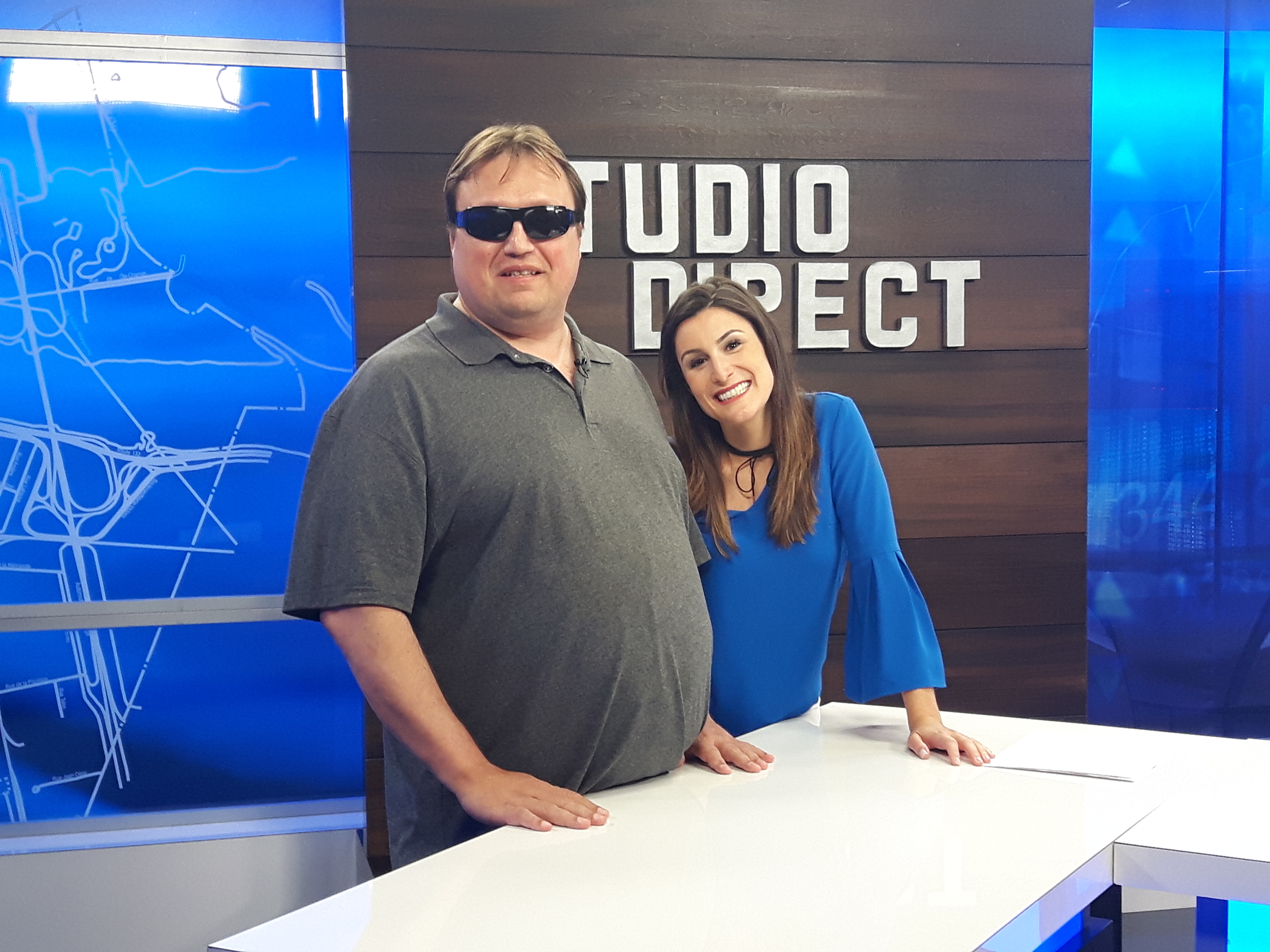 Martin Morin et Catherine Duranceau lors de l'émission « Studio direct » qui a eu lieu le 5 septembre 2017 à la Télévision de la Rive-Sud située à Longueuil.
