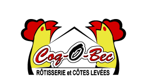 Logo. Coq-O-Bec. Rôtisserie et côtes levées.
